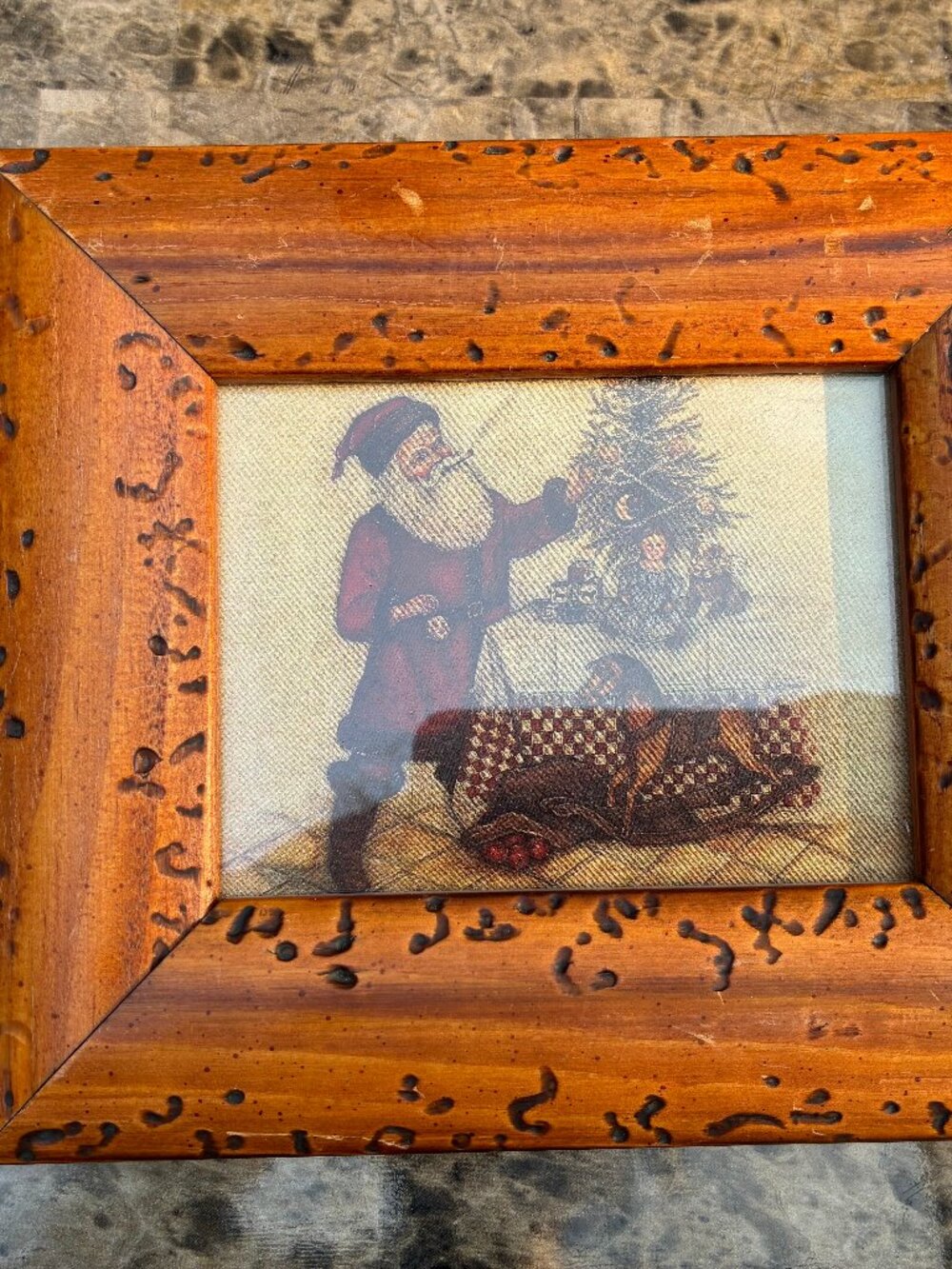 Small Wooden Frame with Distressed Wood Holes 6.5 x 7.5"